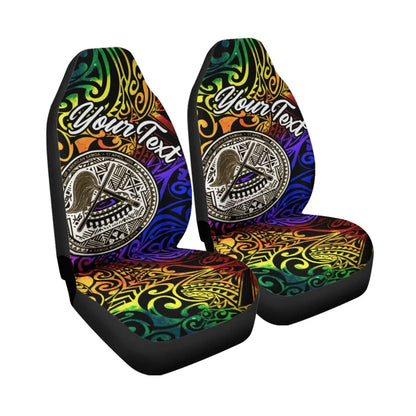 American Samoa Custom Personalised Car Seat Covers - Rainbow Polynesian Pattern