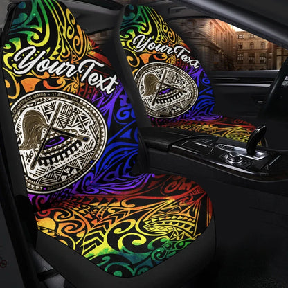 American Samoa Custom Personalised Car Seat Covers - Rainbow Polynesian Pattern