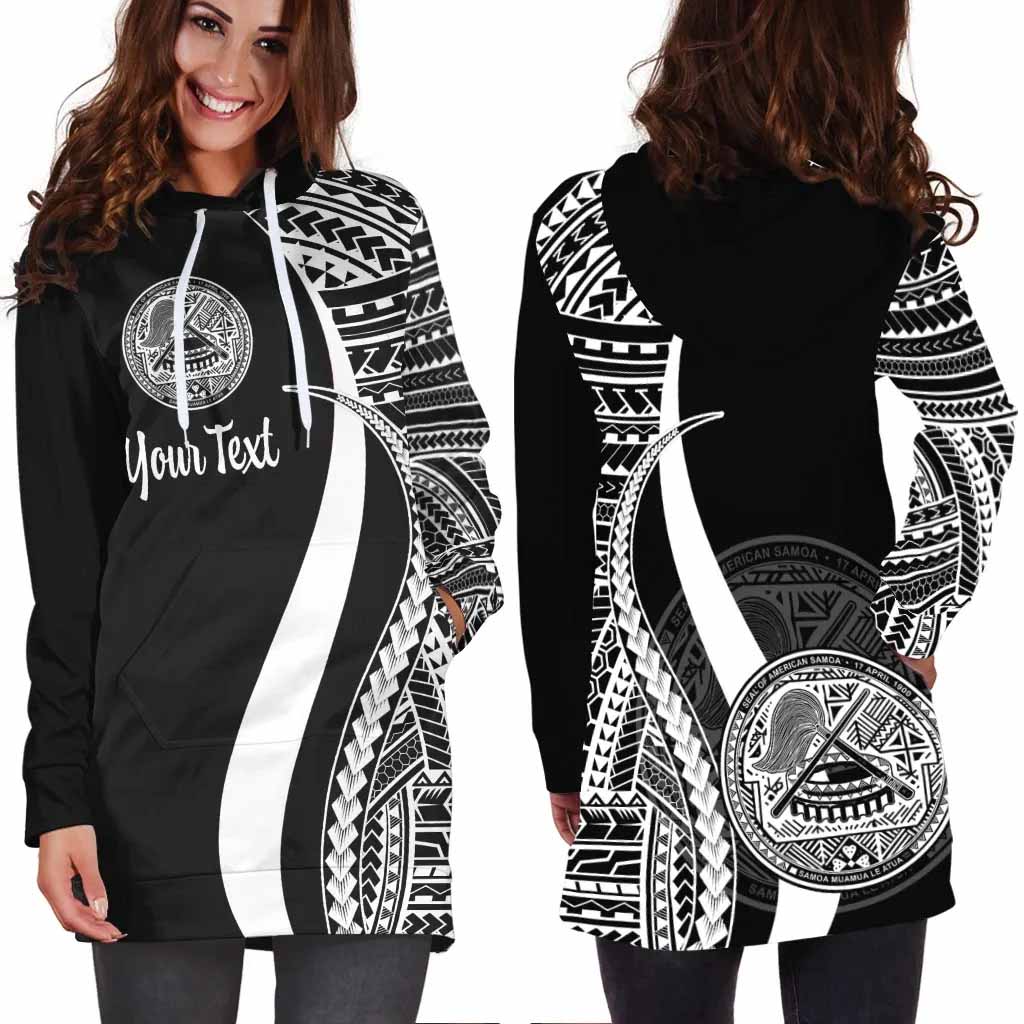 American Samoa Custom Personalised Hoodie Dress - White Polynesian Tentacle Pattern