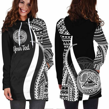 American Samoa Custom Personalised Hoodie Dress - White Polynesian Tentacle Pattern