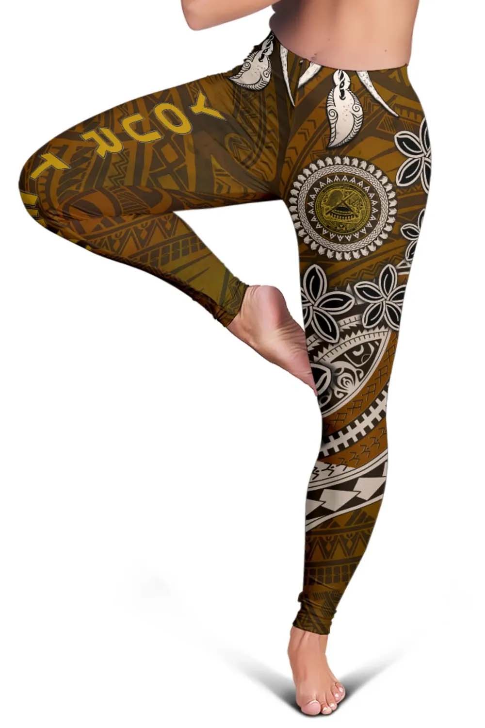 American Samoa Custom Personalised Legging - Polynesian Boar Tusk
