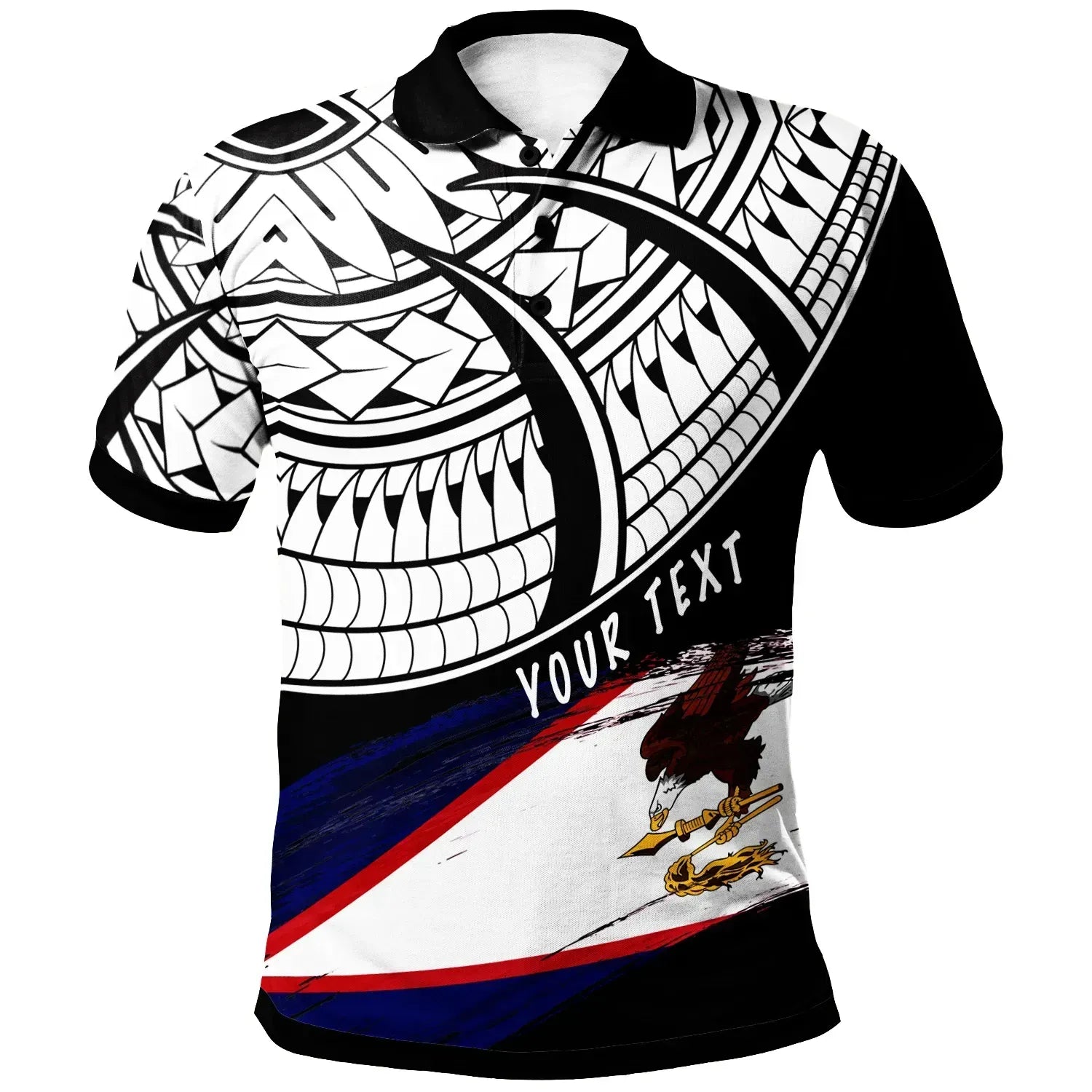American Samoa Custom Personalised Polo Shirt - Claws Pattern With Flag Black Color