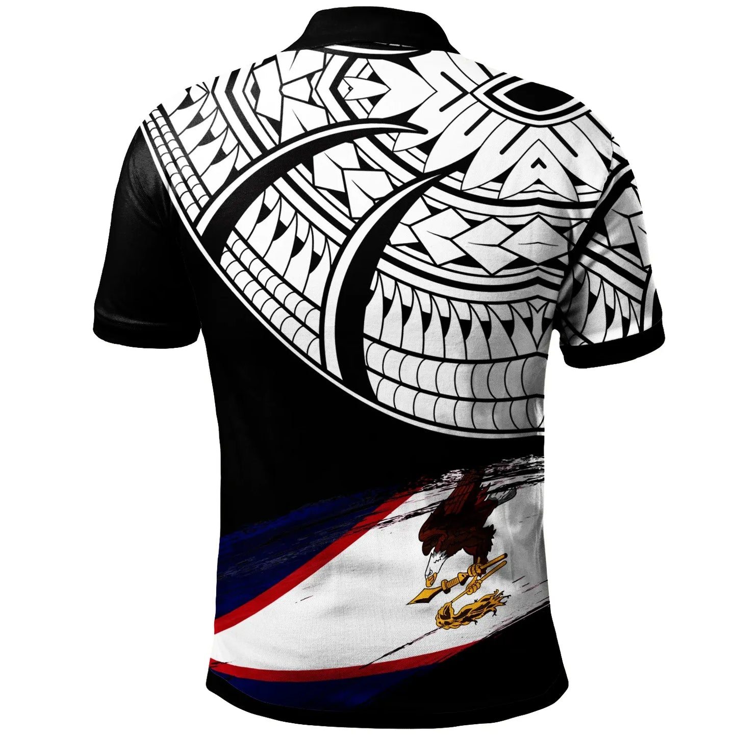 American Samoa Custom Personalised Polo Shirt - Claws Pattern With Flag Black Color