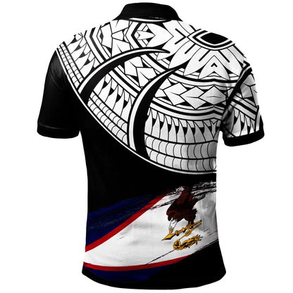 American Samoa Custom Personalised Polo Shirt - Claws Pattern With Flag Black Color