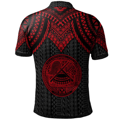 American Samoa Custom Personalised Polo Shirt - Polynesian Armor Style Red