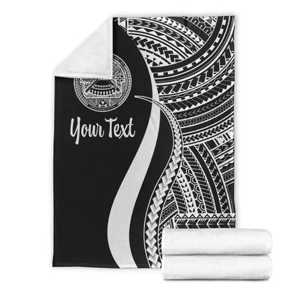 American Samoa Custom Personalised Premium Blanket - White Polynesian Tentacle Tribal Pattern