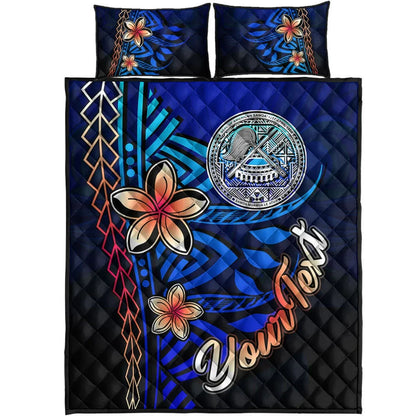 American Samoa Custom Personalised Quilt Bed Set - Vintage Tribal Moutain