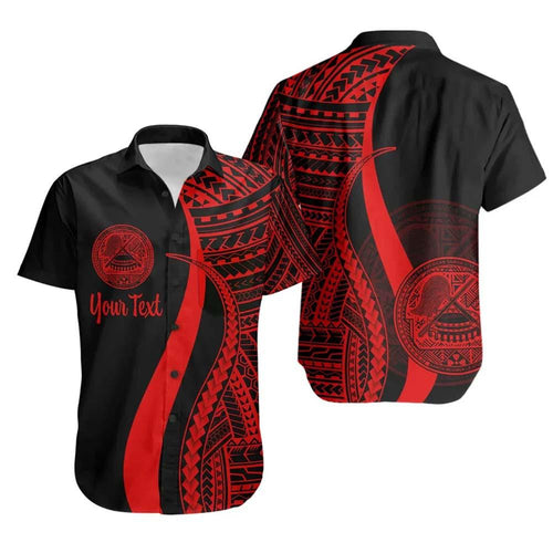 American Samoa Custom Personalised Short Sleeve Shirt - Red Polynesian Tentacle Tribal Pattern