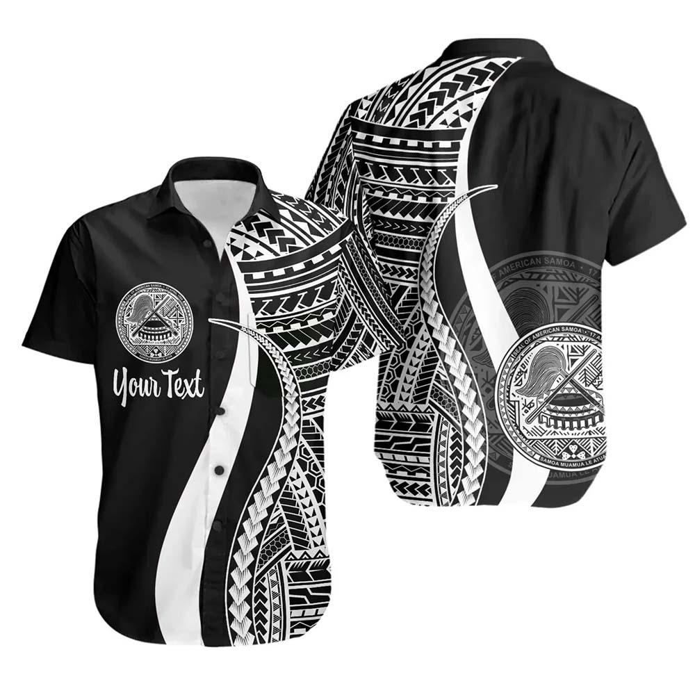 American Samoa Custom Personalised Short Sleeve Shirt - White Polynesian Tentacle Tribal Pattern