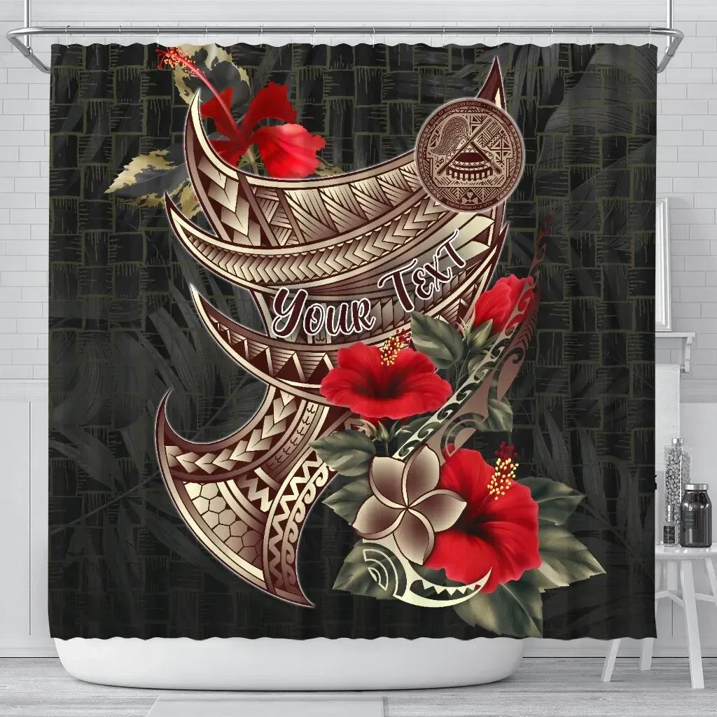 American Samoa Custom Personalised Shower Curtain - Polynesian Tribal Vintage Style