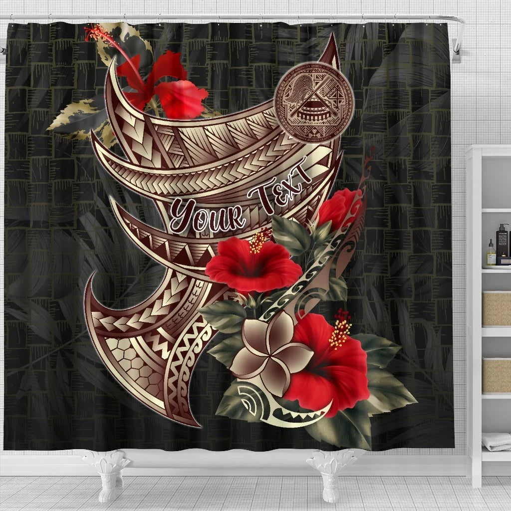 American Samoa Custom Personalised Shower Curtain - Polynesian Tribal Vintage Style
