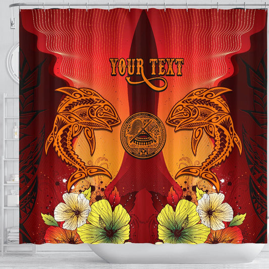 American Samoa Custom Personalised Shower Curtains - Tribal Tuna Fish