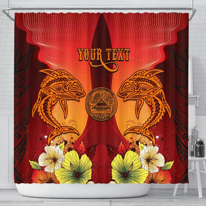 American Samoa Custom Personalised Shower Curtains - Tribal Tuna Fish