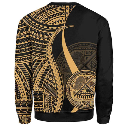 American Samoa Custom Personalised Sweatshirt - Gold Polynesian Tentacle Tribal Pattern