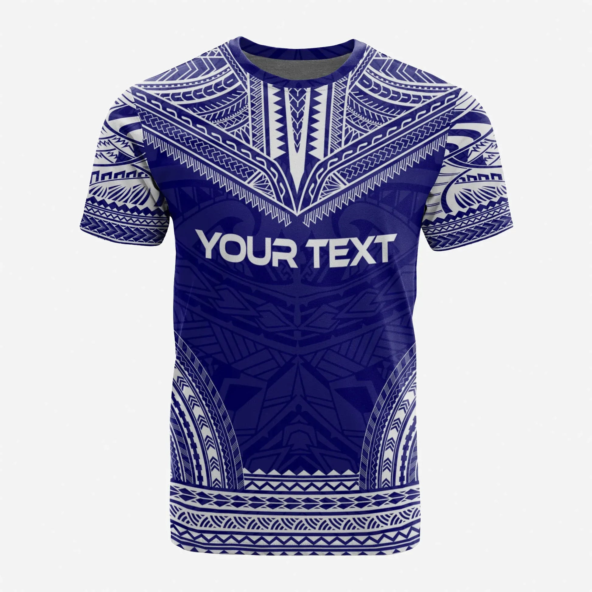 American Samoa Custom Personalised T-Shirt - American Samoa Seal Polynesian Chief Tattoo Blue Version