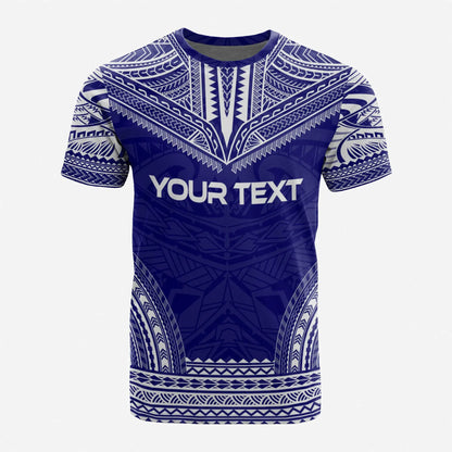American Samoa Custom Personalised T-Shirt - American Samoa Seal Polynesian Chief Tattoo Blue Version