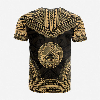 American Samoa Custom Personalised T-Shirt - American Samoa Seal Polynesian Chief Tattoo Gold Version