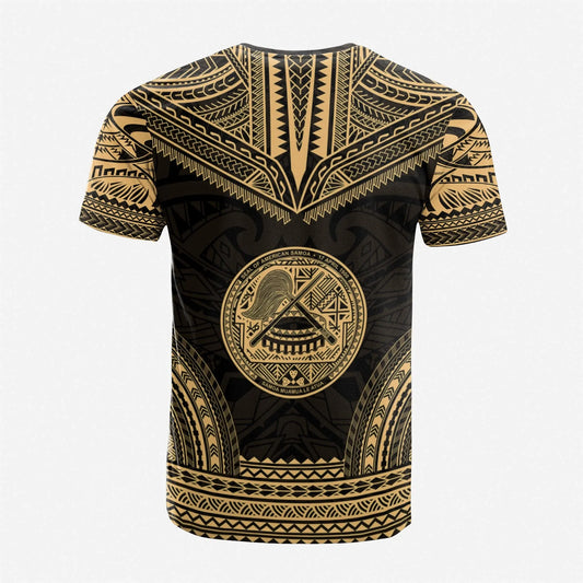 American Samoa Custom Personalised T-Shirt - American Samoa Seal Polynesian Chief Tattoo Gold Version