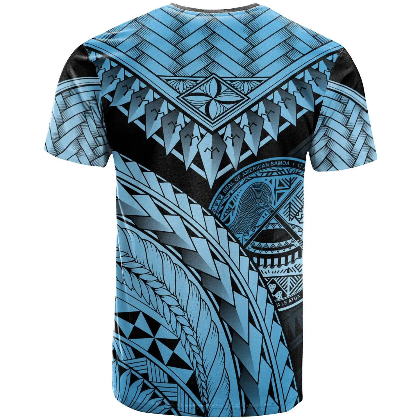 American Samoa Custom Personalised T-Shirt Blue - Polynesian Necklace and Lauhala