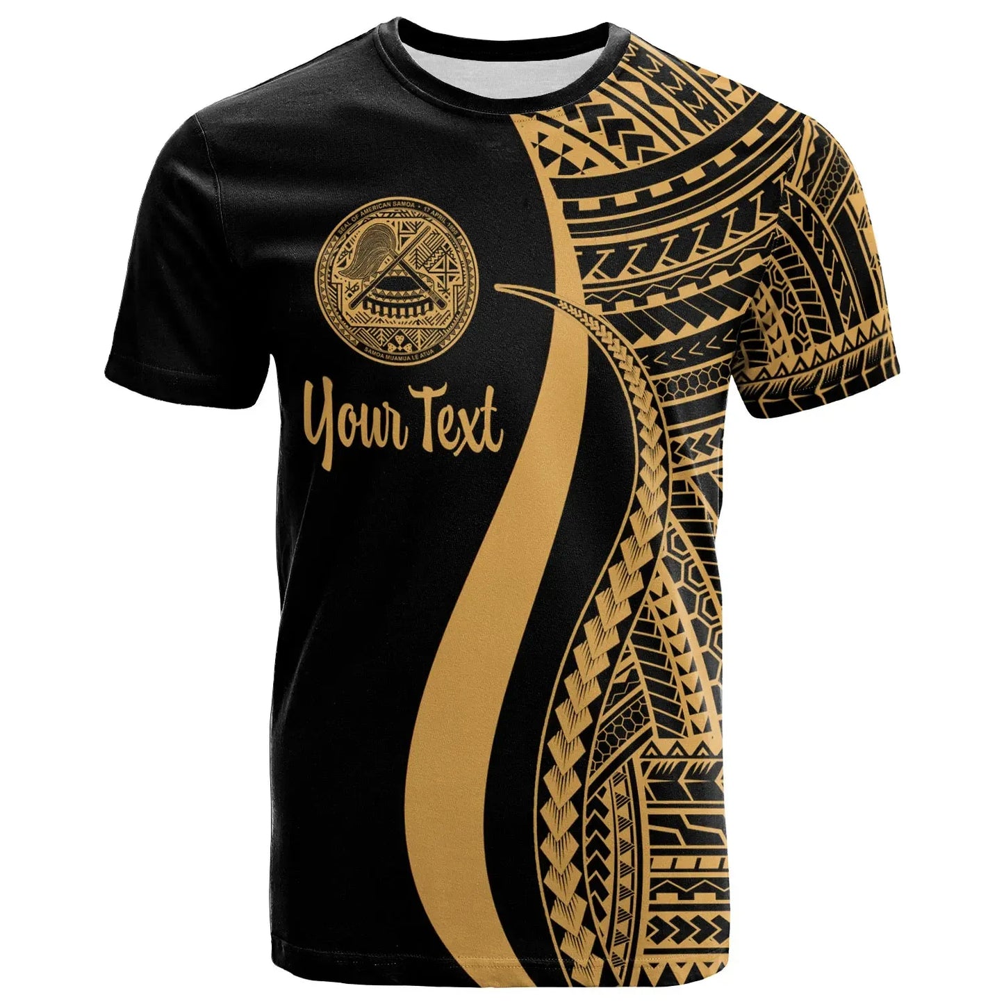 American Samoa Custom Personalised T-Shirt Gold - Polynesian Tentacle Tribal Pattern