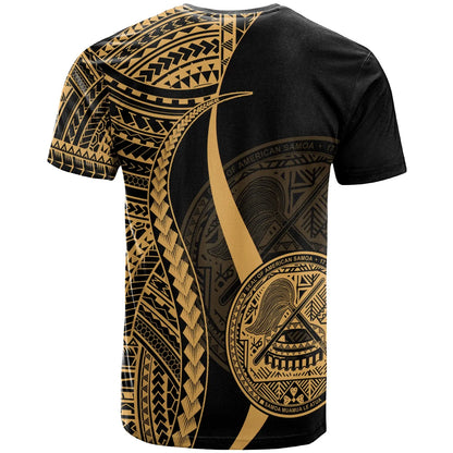 American Samoa Custom Personalised T-Shirt Gold - Polynesian Tentacle Tribal Pattern