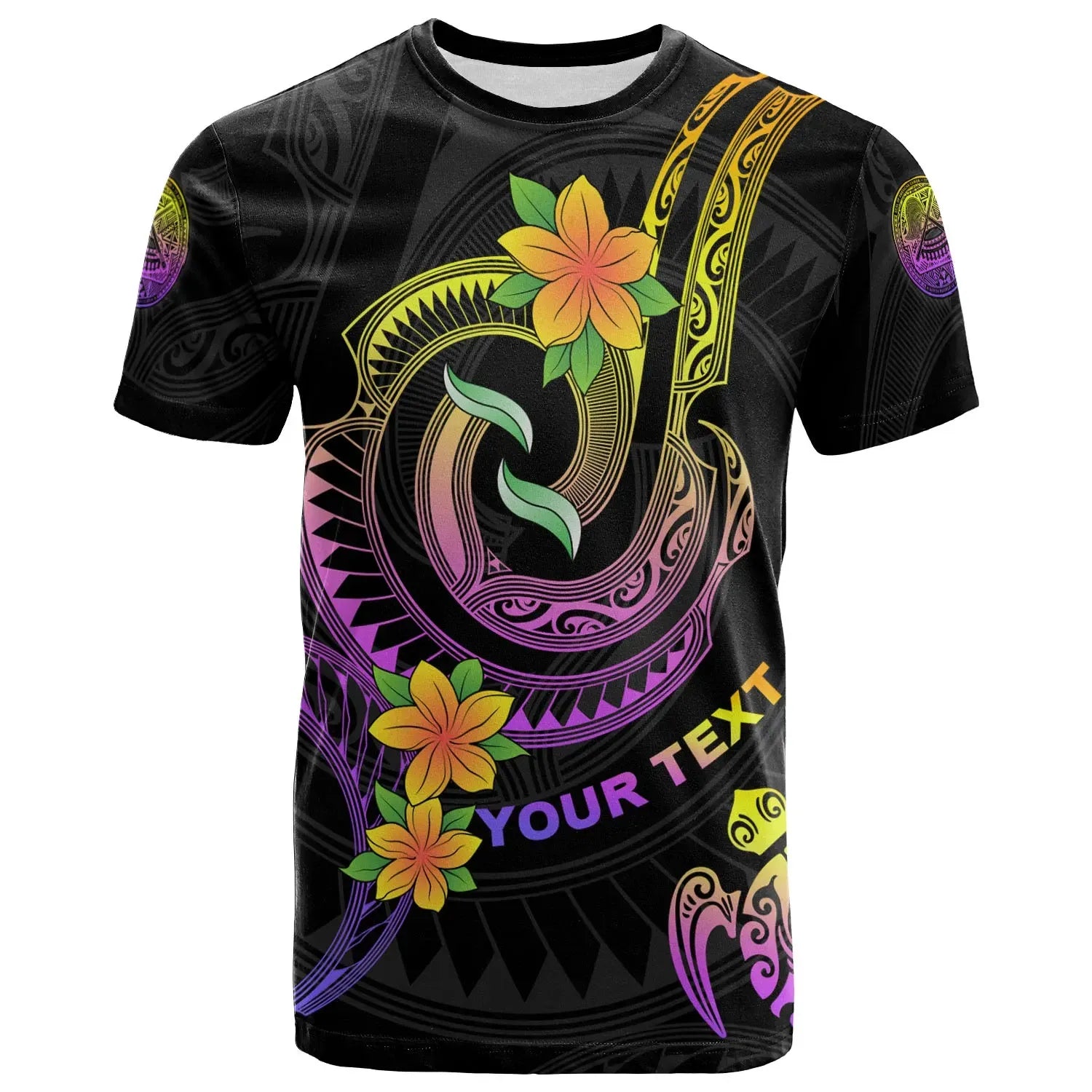 American Samoa Custom Personalised T- Shirt - Plumeria Flowers with Spiral Patterns