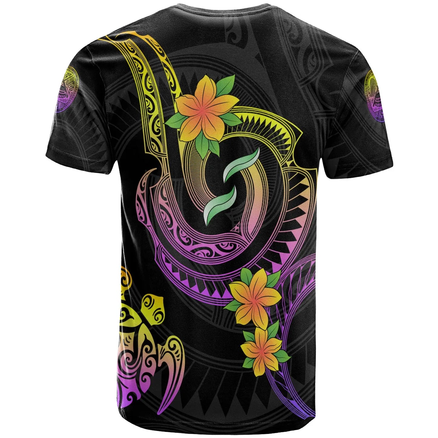 American Samoa Custom Personalised T- Shirt - Plumeria Flowers with Spiral Patterns