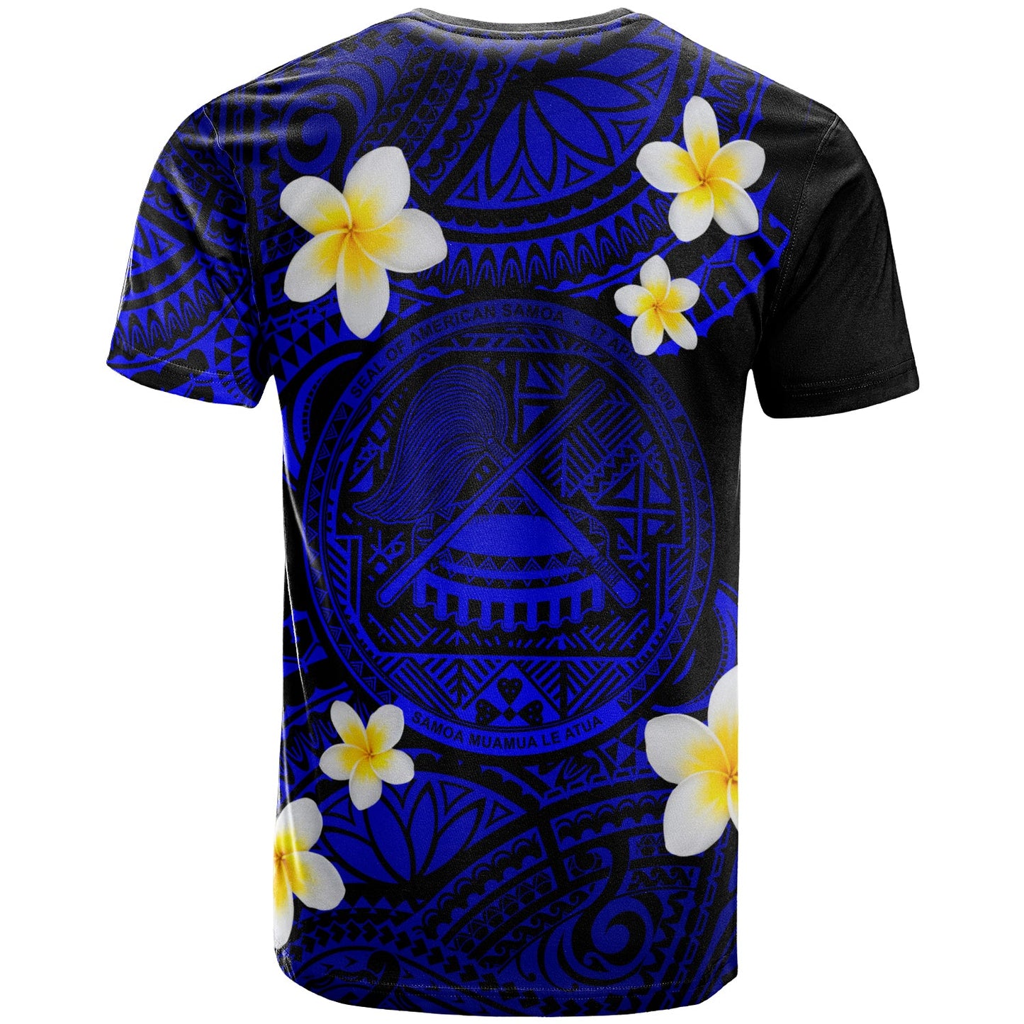 American Samoa Custom Personalised T-Shirt - Plumeria Polynesian Vibe Blue