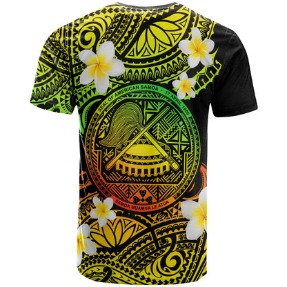 American Samoa Custom Personalised T-Shirt - Plumeria Polynesian Vibe Reggae