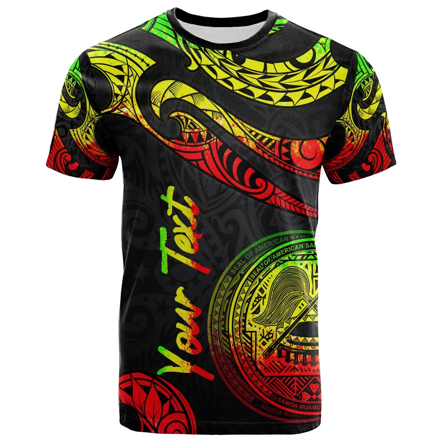 American Samoa Custom Personalised T-Shirt - Poly Tattoo Reggae Version