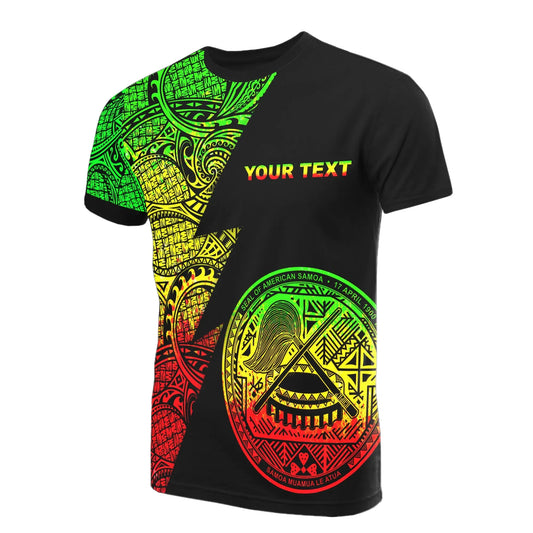 American Samoa Custom Personalised T-Shirt - Polynesian Pattern Reggae Style