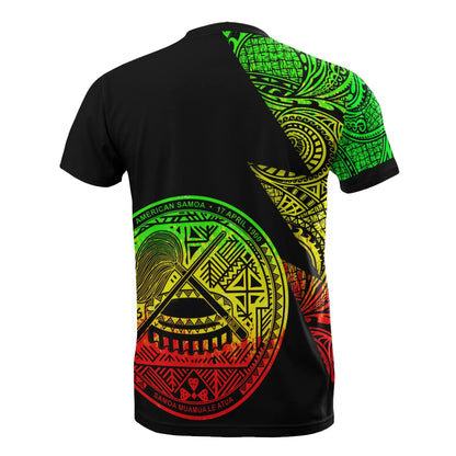 American Samoa Custom Personalised T-Shirt - Polynesian Pattern Reggae Style