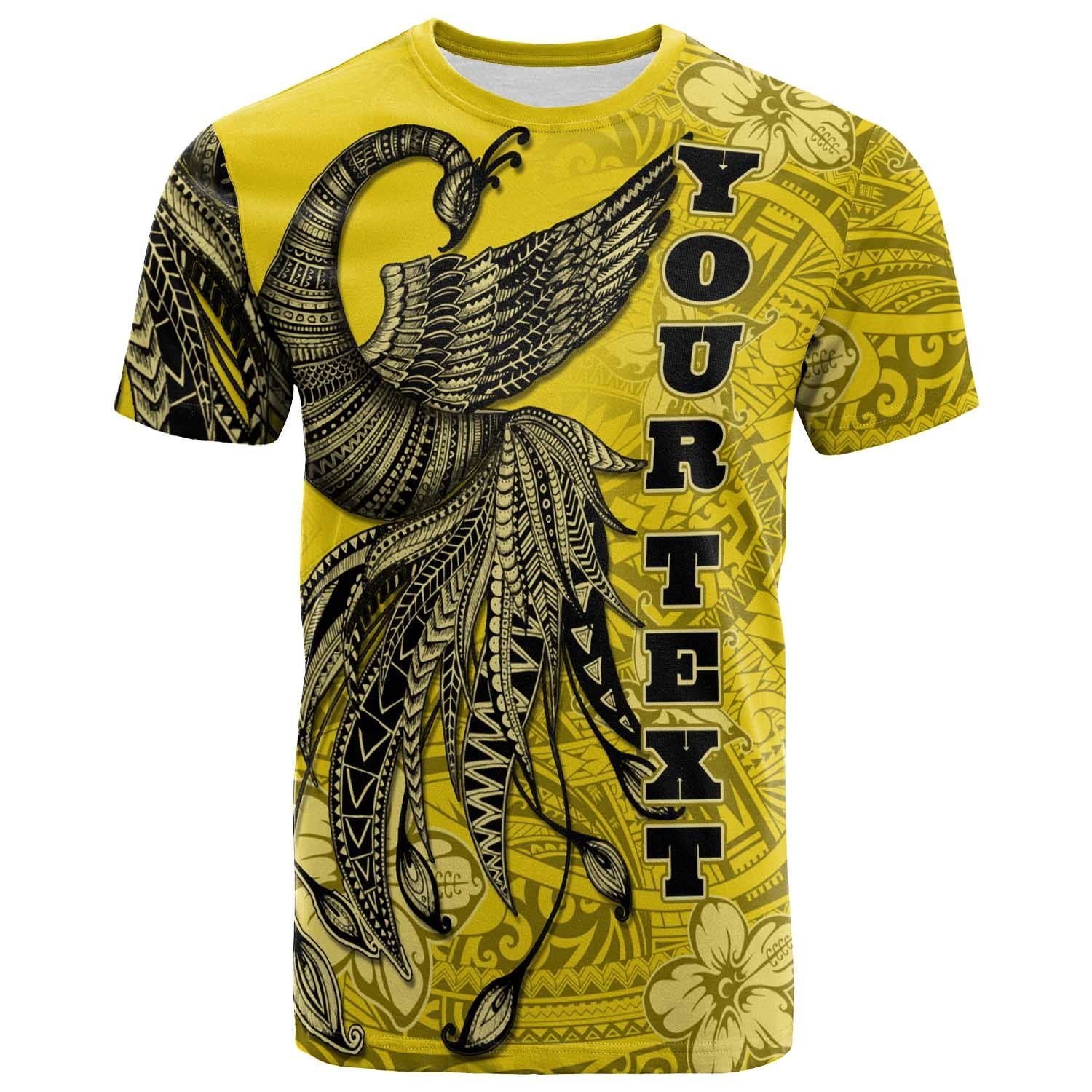 American Samoa Custom Personalised T-Shirt - Polynesian Phoenix Bird, Fairytales Bird Yellow