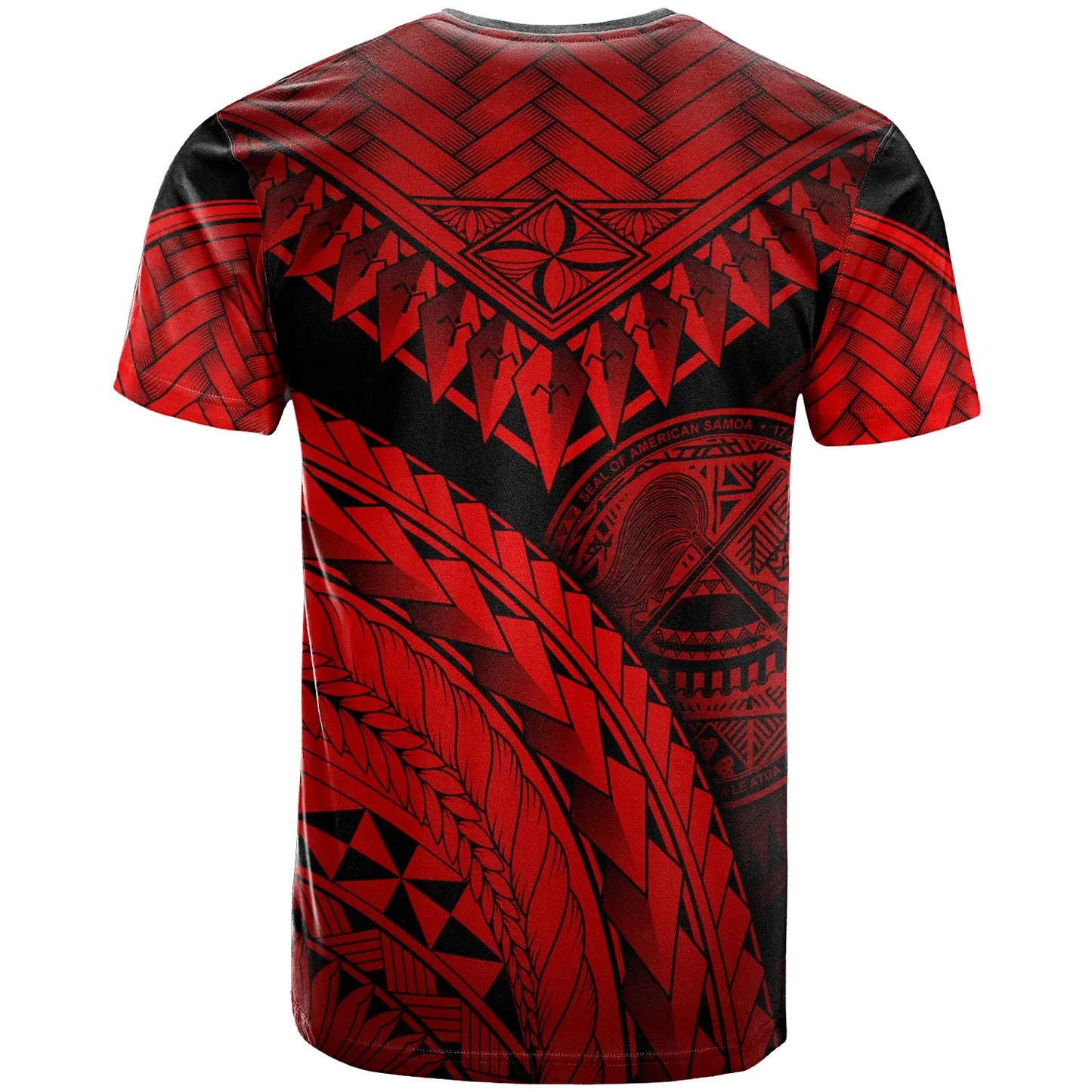 American Samoa Custom Personalised T-Shirt Red - Polynesian Necklace and Lauhala