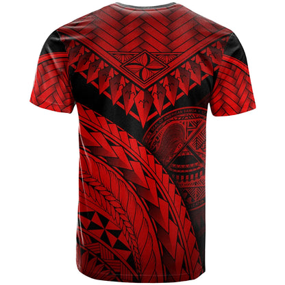 American Samoa Custom Personalised T-Shirt Red - Polynesian Necklace and Lauhala