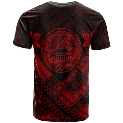 American Samoa Custom Personalised T-Shirts - AS Red Seal Polynesian Patterns