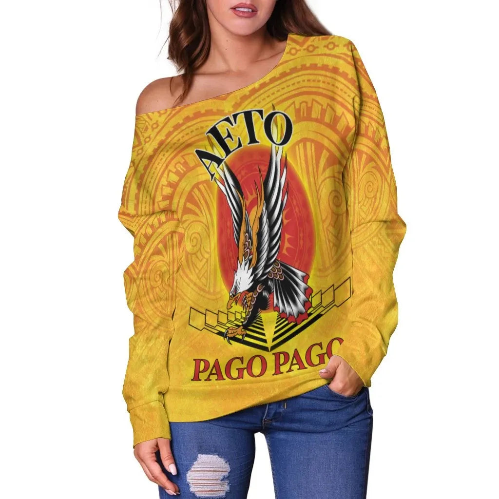 American Samoa Custom Personalised Women Off Shoulder Sweater - Pago Pago Aeto (Ver 2)