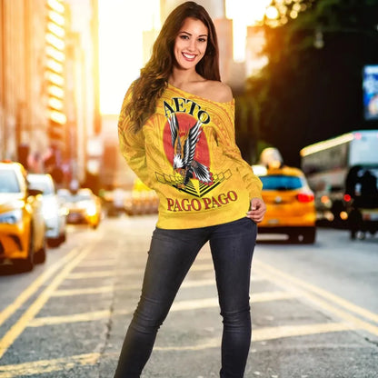 American Samoa Custom Personalised Women Off Shoulder Sweater - Pago Pago Aeto (Ver 2)