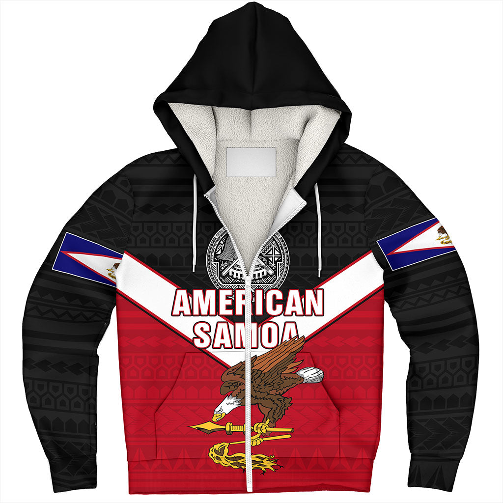 American Samoa Sherpa Hoodie Custom Polynesian Tribal Sport Style