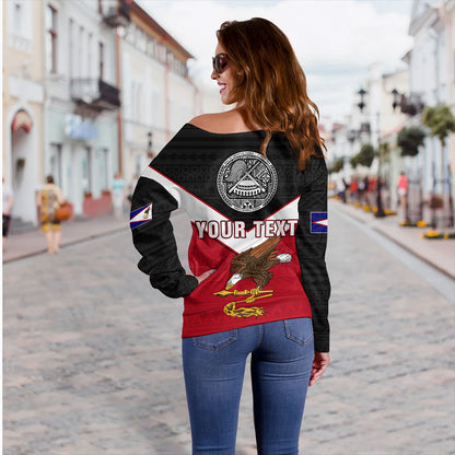 American Samoa Off Shoulder Sweatshirt Custom Polynesian Tribal Sport Style