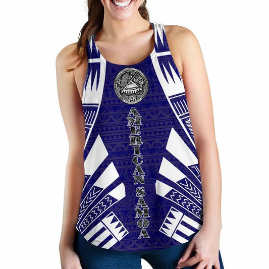 American Samoa Women Racerback Tank - Polynesian Tattoo Flag