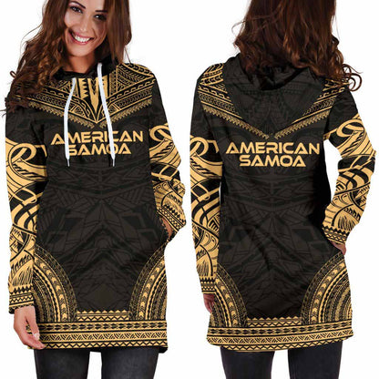 American Samoa Female Hoodie Dress - Polynesian Gold Chief
