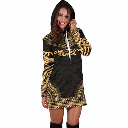 American Samoa Female Hoodie Dress - Polynesian Gold Chief