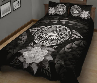 American Samoa Polynesian Quilt Bed Set Hibiscus Gray