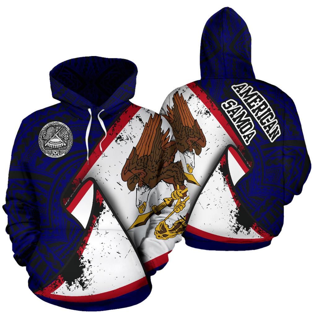 American Samoa Pullover Hoodie - American Samoa Seal Flag Grunge Special