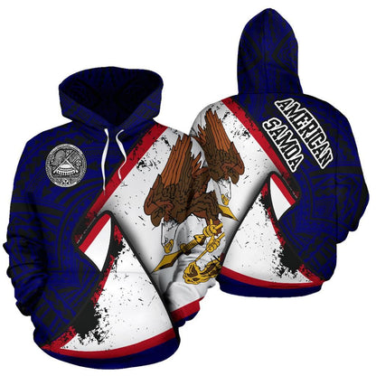 American Samoa Pullover Hoodie - American Samoa Seal Flag Grunge Special