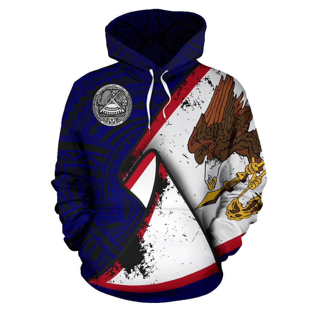 American Samoa Pullover Hoodie - American Samoa Seal Flag Grunge Special