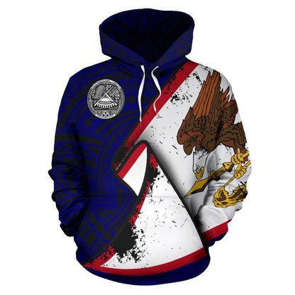 American Samoa Pullover Hoodie - American Samoa Seal Flag Grunge Special