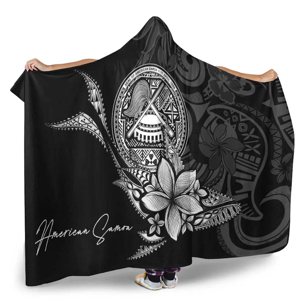 American Samoa Hooded Blanket - Fish With Plumeria Flowers Style