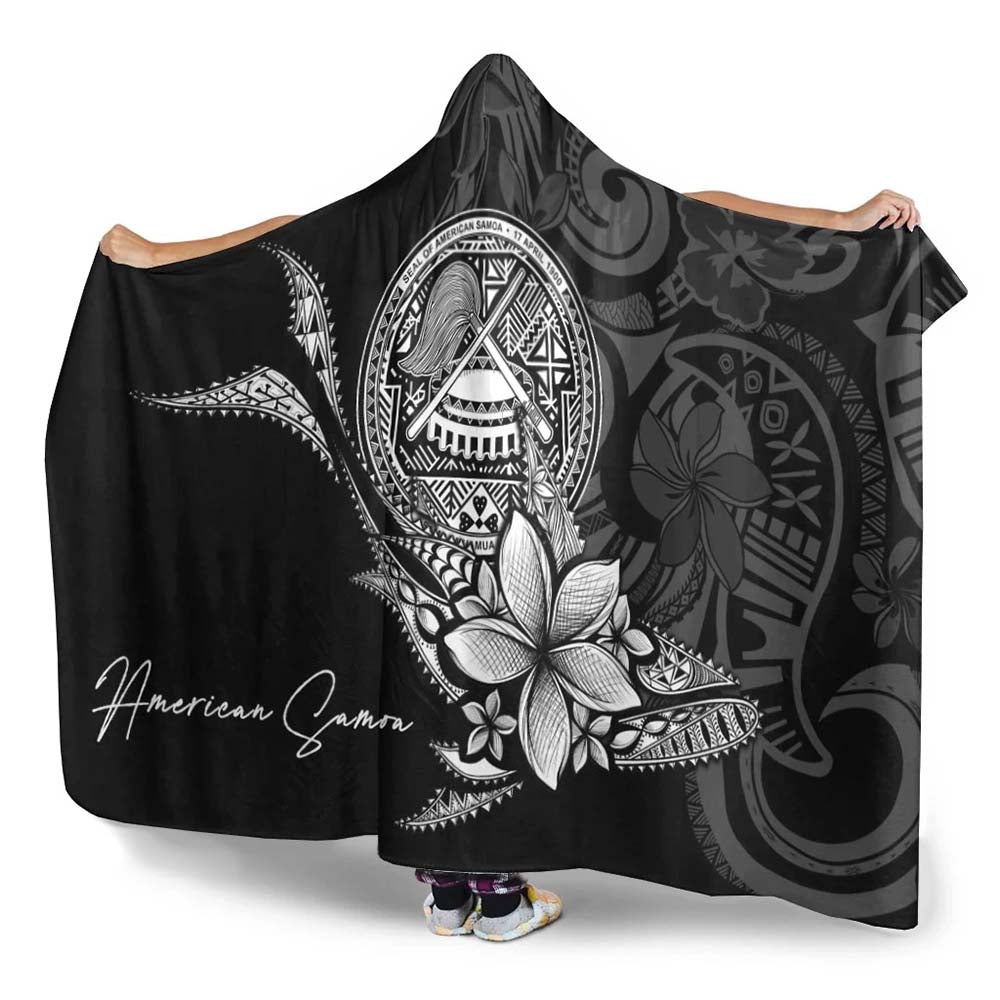 American Samoa Hooded Blanket - Fish With Plumeria Flowers Style